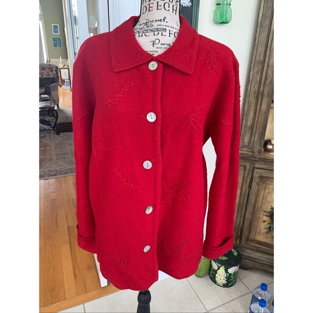 Herman GeistâRed Boiled Wool Cardigan